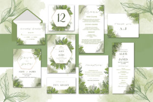 Green Floral Wedding Invitation Set